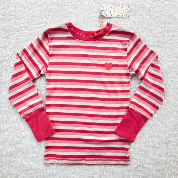 NEW Alba of Denmark Pink Striped Ribbed Tee Girl's 8 - Picture 1 of 4